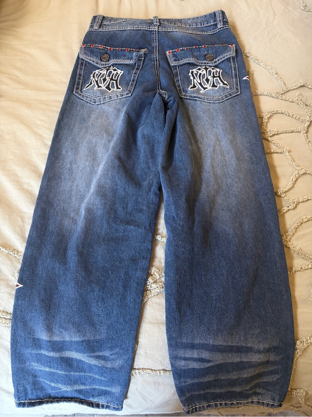 Ambush Men Ninth Hall Ambush Crosses Baked Medium Blue Wash Loose Fit Jeans. - Picture 2 of 13